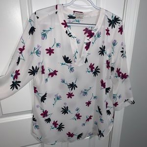 White Blouse with Floral pattern